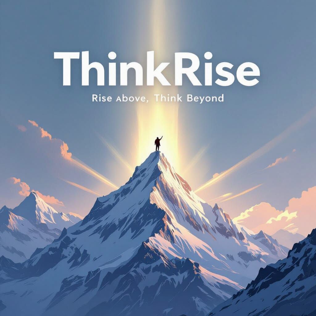 Mountain Summit Vista with Light Rays and Motivational Text