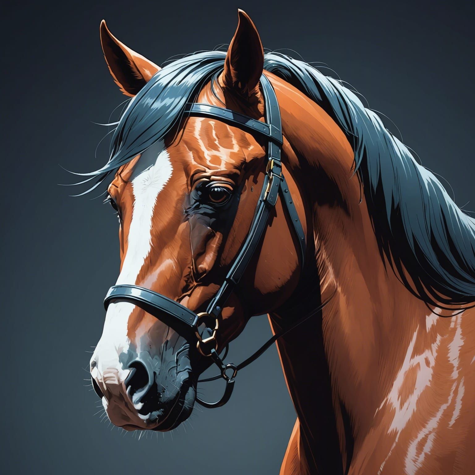 Horse Head in Anime Style, Cel-Shaded