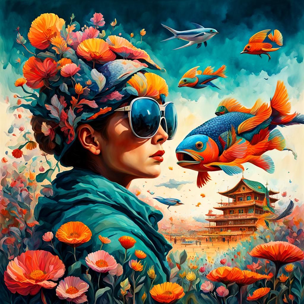 Surreal Hyperdetailed Illustration in Watercolor Gouache Sty...