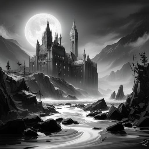 Monochrome Dark Fantasy Concept Art in 8K