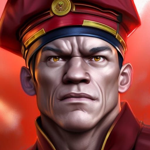 John Cena as M. Bison: Hyperdetailed Portrait