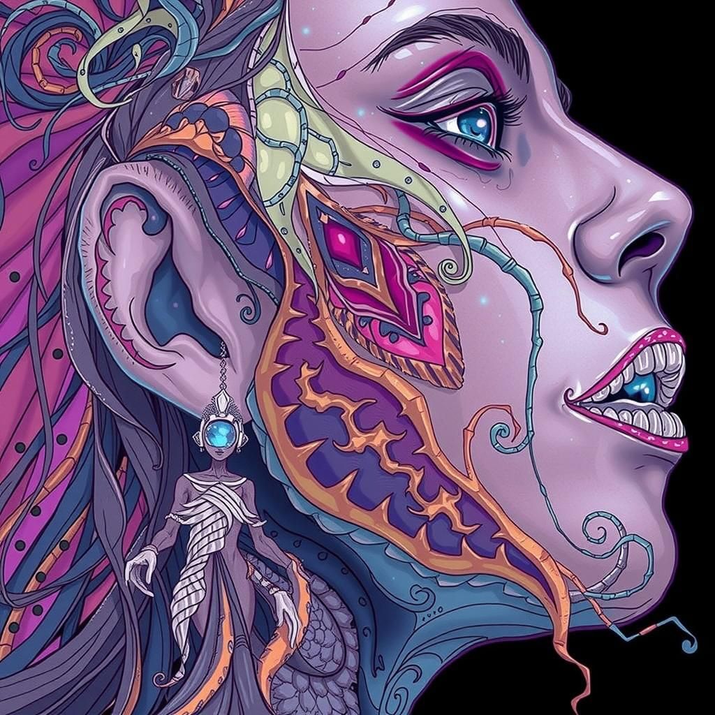 Ethereal Queen in Style of Tim Burton and Don Eddy