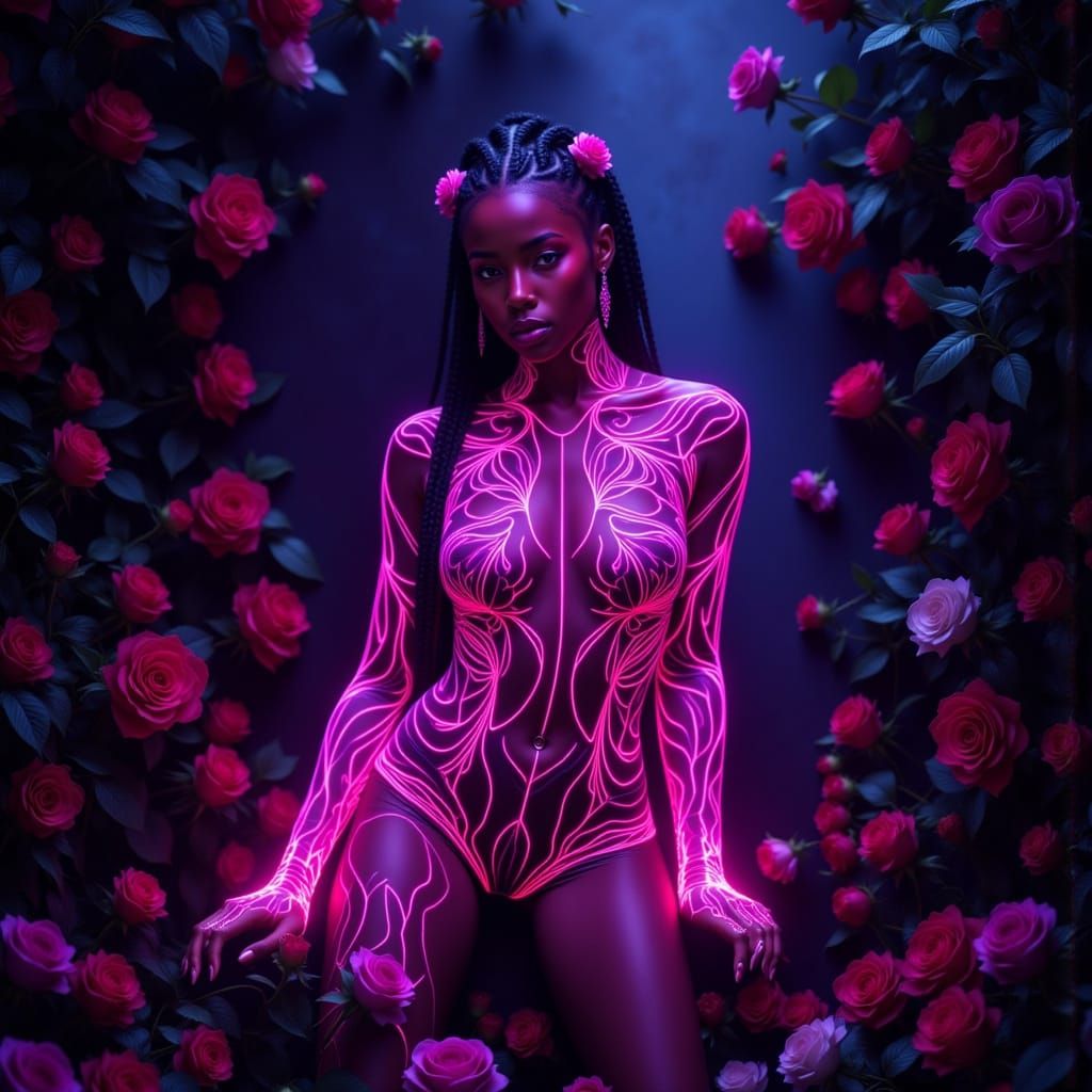 Surreal Psychedelic Goddess in Radiant Pink Leopard Suit