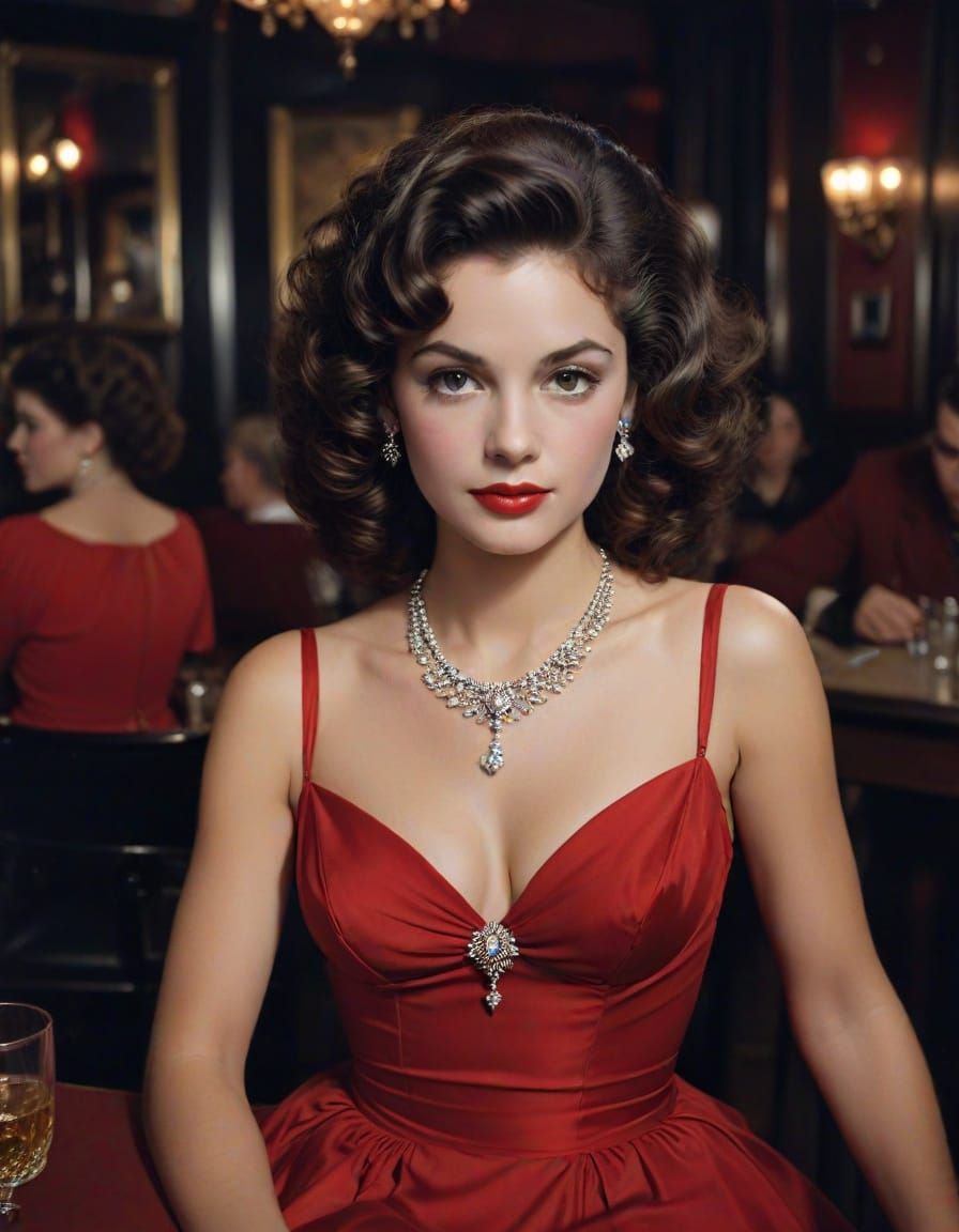 Elegant Jazz Era Woman Sits Alone in a New Orleans Jazz Bar