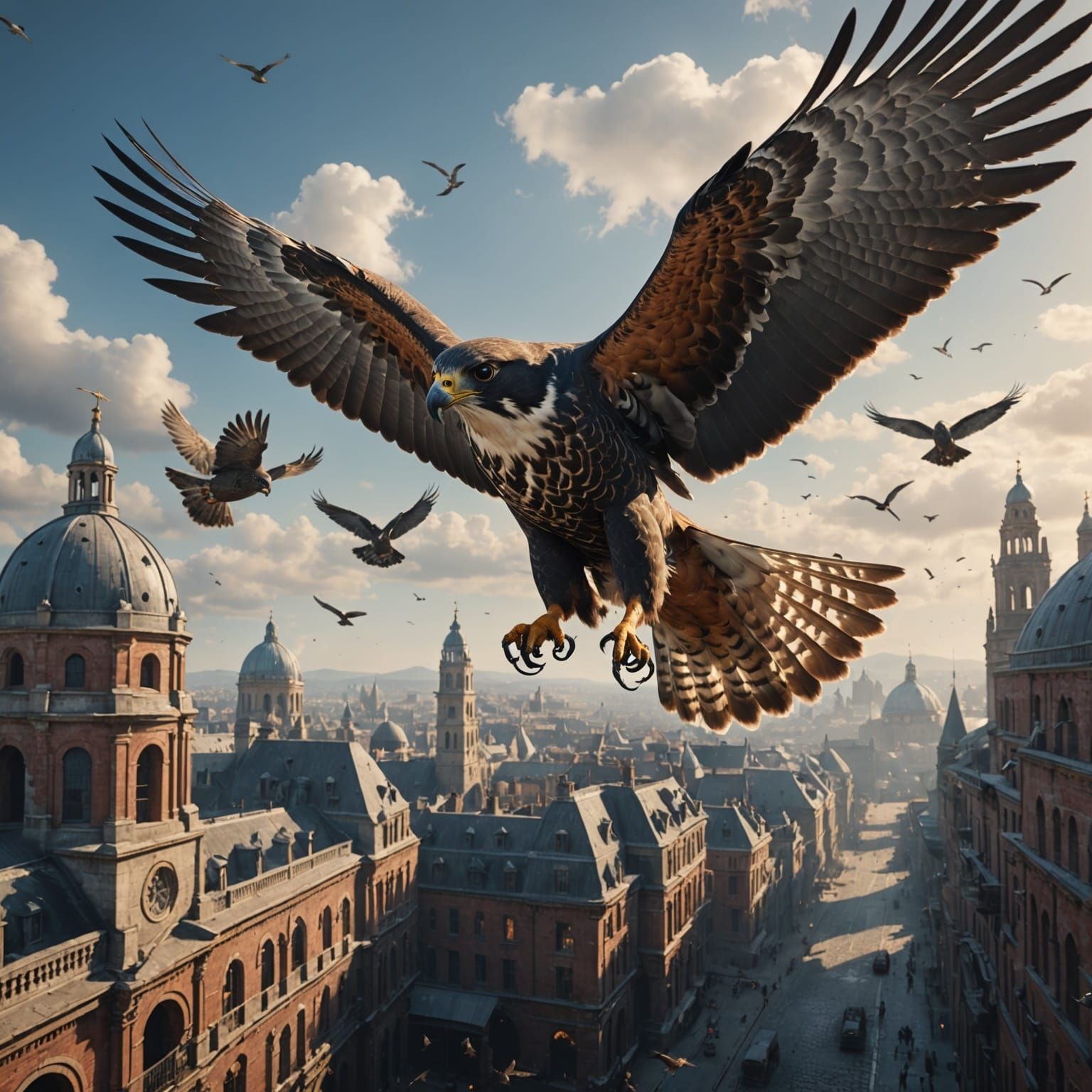Falcons in a Fantastical Matte Painting