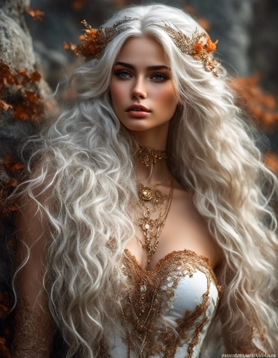 Detailed Portrait of a Woman with White Hair