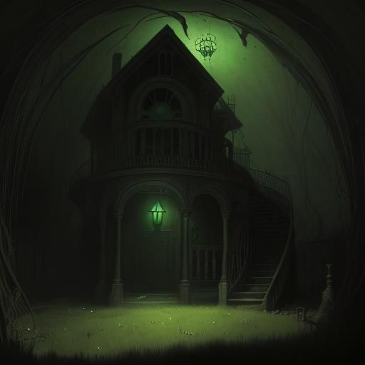 Eerie Underground House with Gothic Horror Lighting