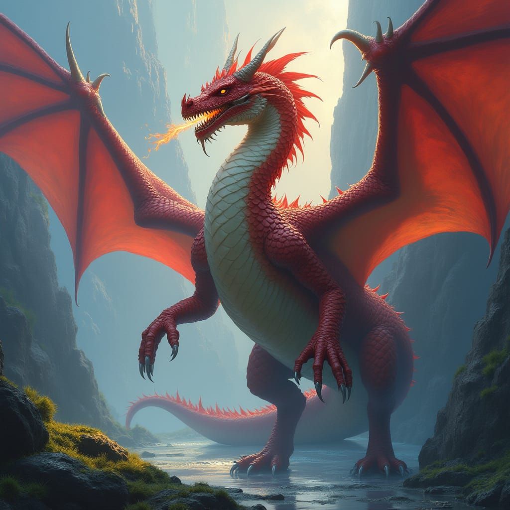 Majestic Dragon in Mystical Realm: Digital Art