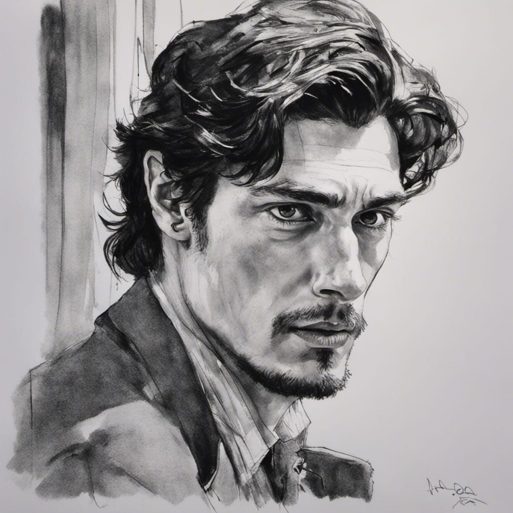 Italian Man Portrait in Style of Edgar Degas