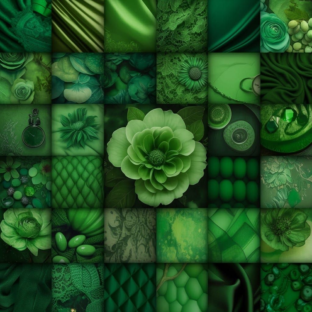 Lush Green Collage in Detailed Matte Painting Style