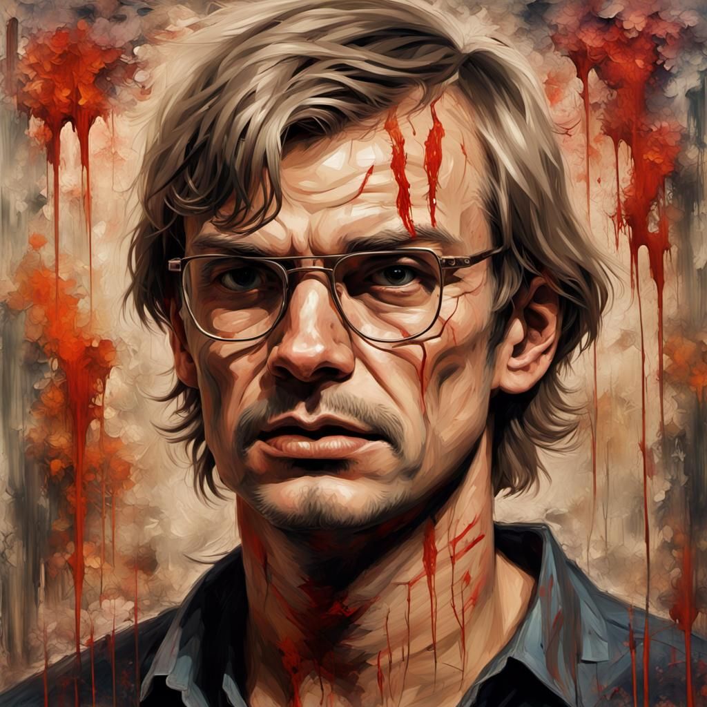 Disturbing Gothic Portrait of Serial Killer in Impasto Style