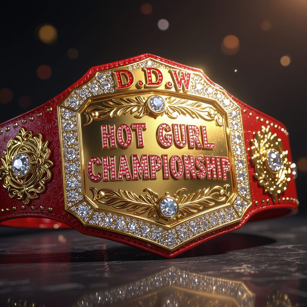 Colossal Gold Wrestling Belt with Red Diamonds