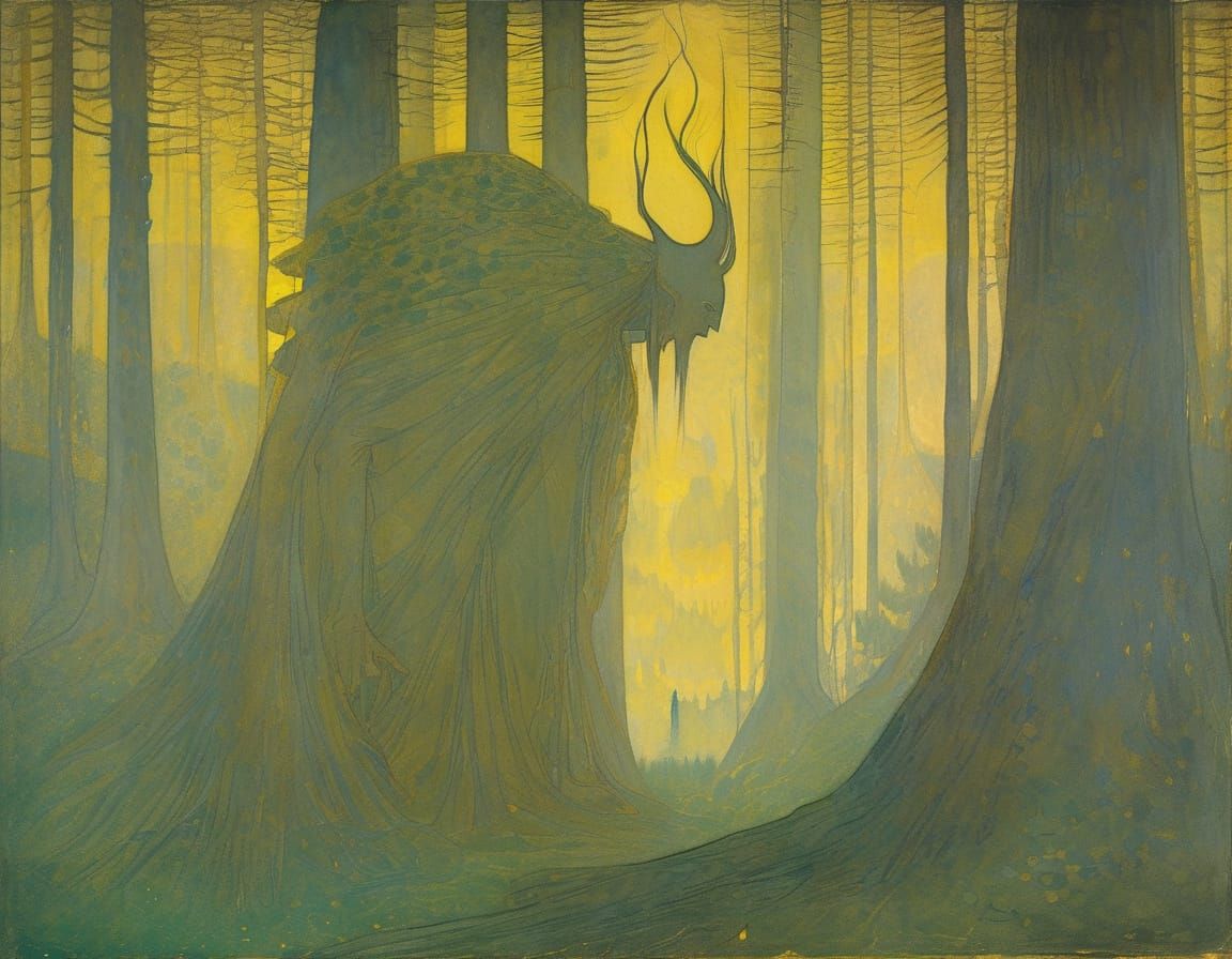 Giant Forest Spirit and Spriggan in Sunny Forest