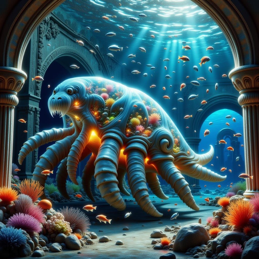 Bioluminescent Giant Isopod in Atlantis City