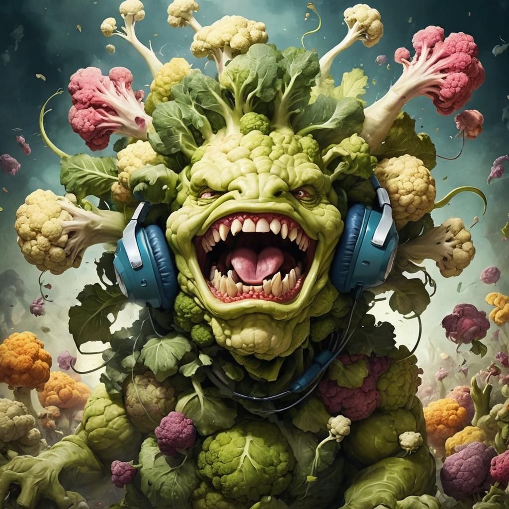 My monster is a crazy, crinkled cauliflower fighter that had cauliflower ears… dozens of them all over its head.