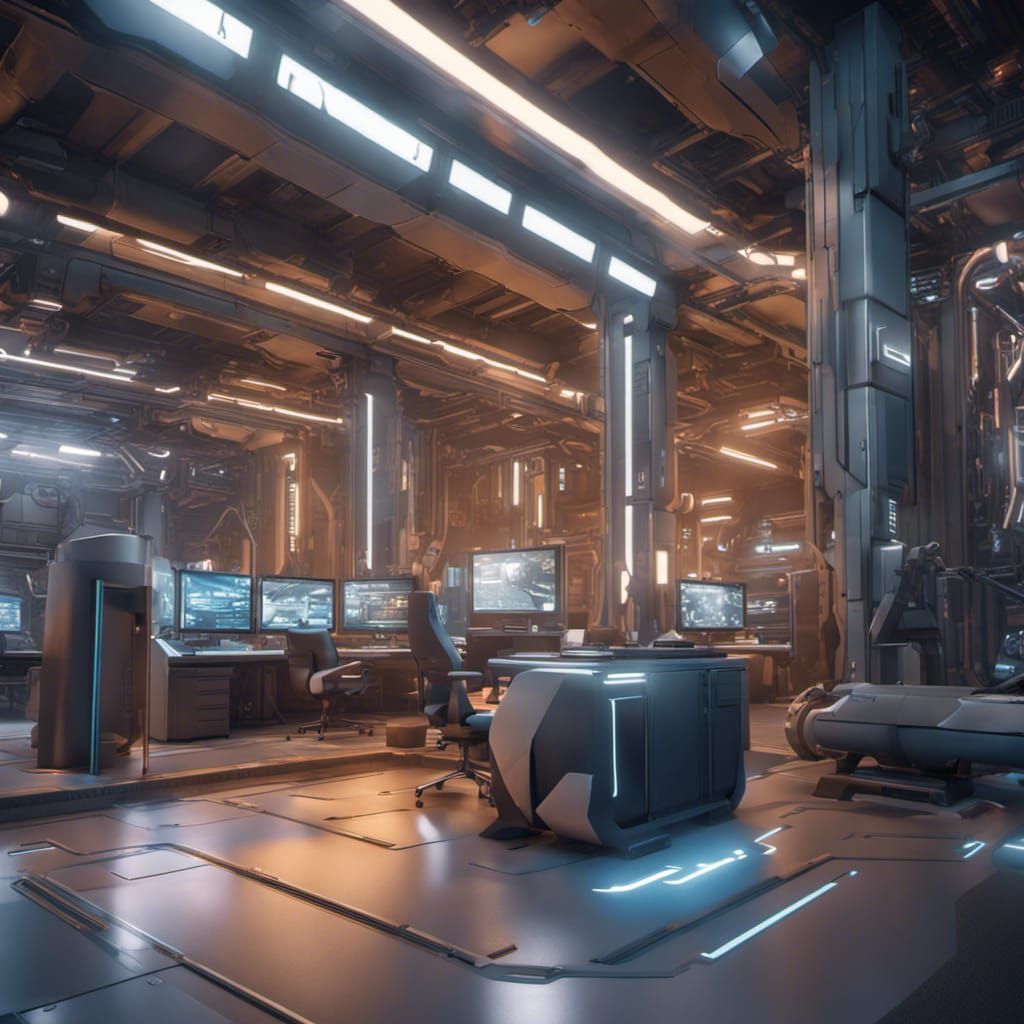 High Tech Facility in City: Cinematic 3D Render