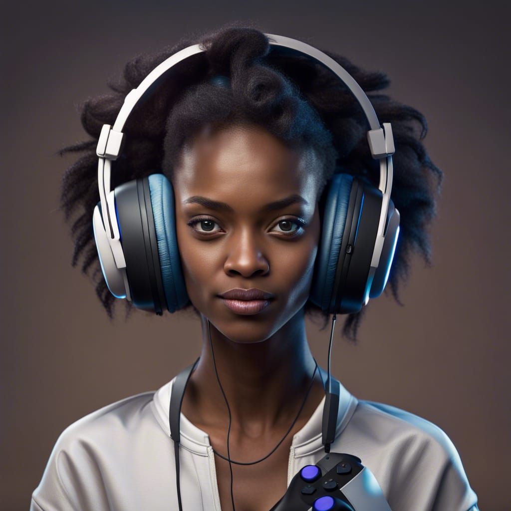 Gamer Woman Posing with Playstation 5 Controller