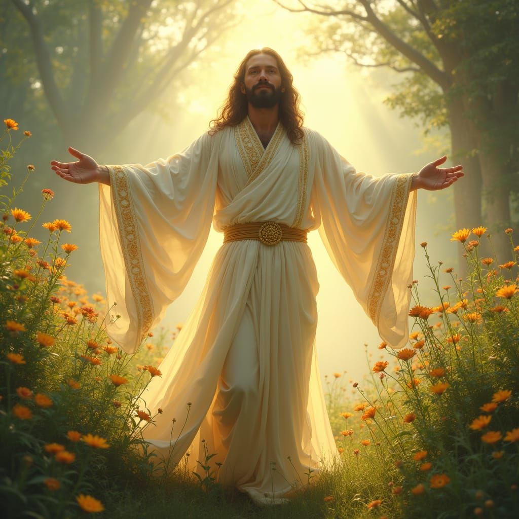 Benevolent Deity Bestows Blessings in Divine Light