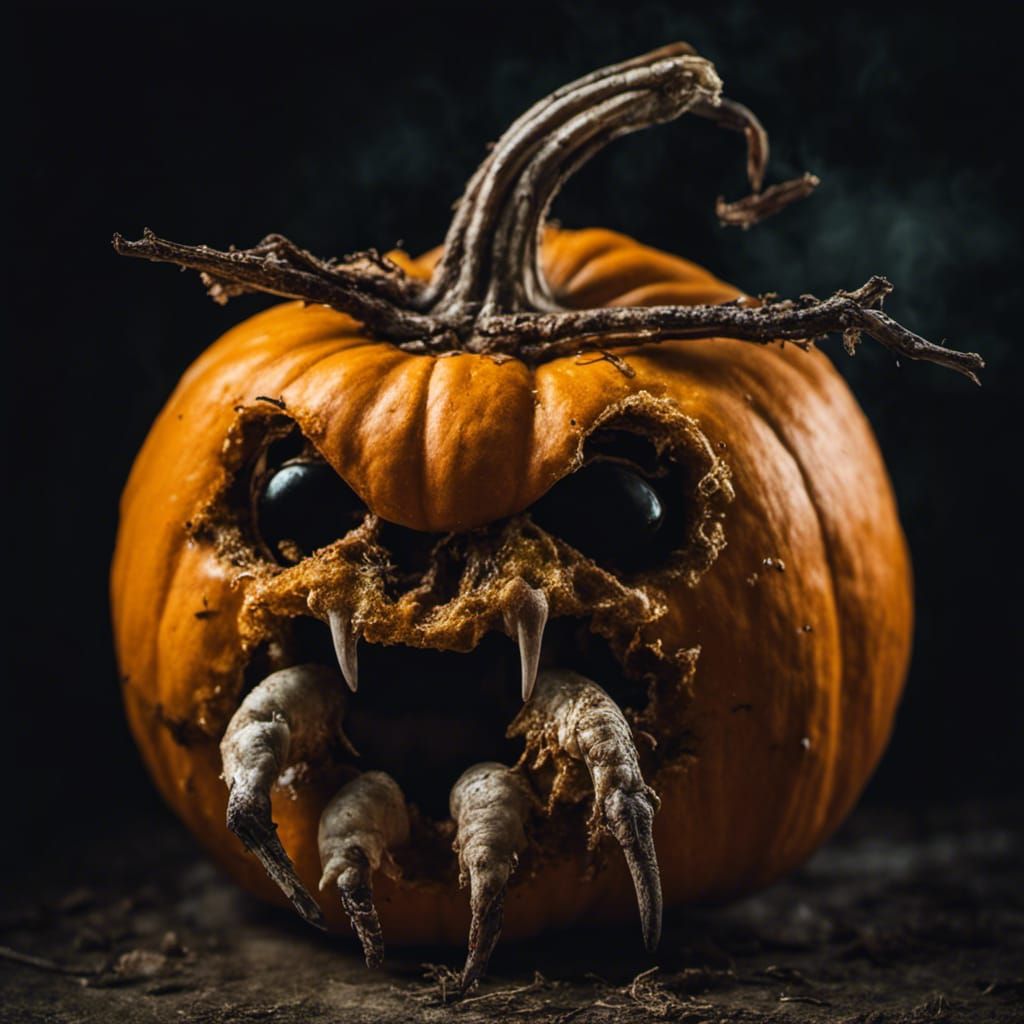 Eerie Moldy Pumpkin with Chicken Talons