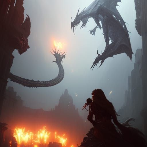 Dragons in Dark Fantasy Style, 8K Resolution