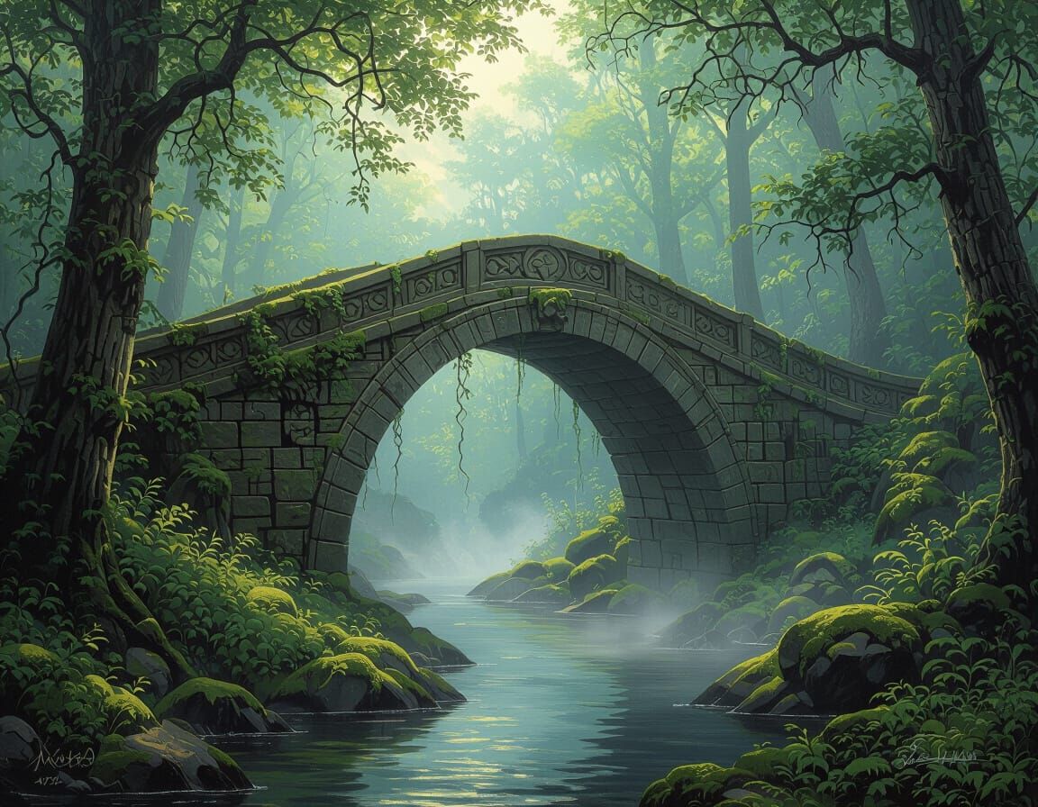 A majestic ancient stone bridge