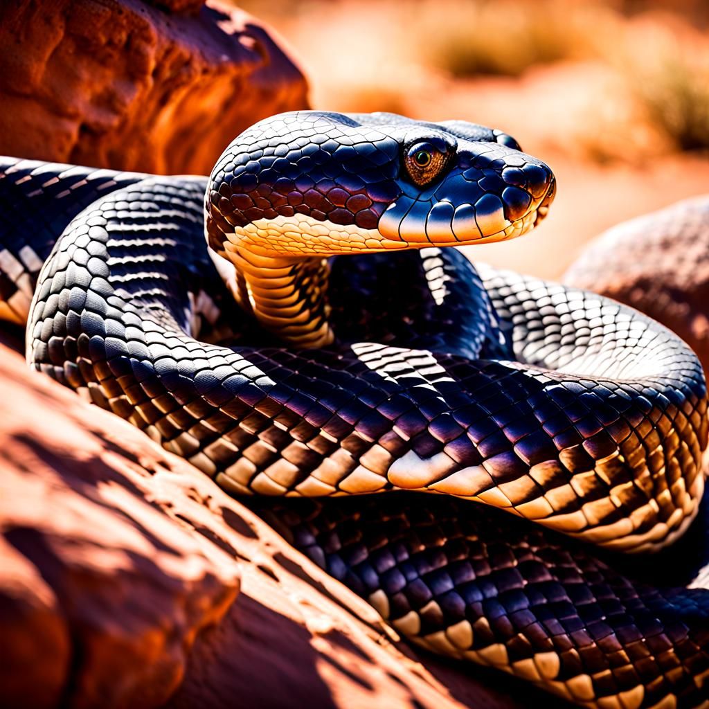 Python Coiled Around Desert Sculpture, National Geographic S...