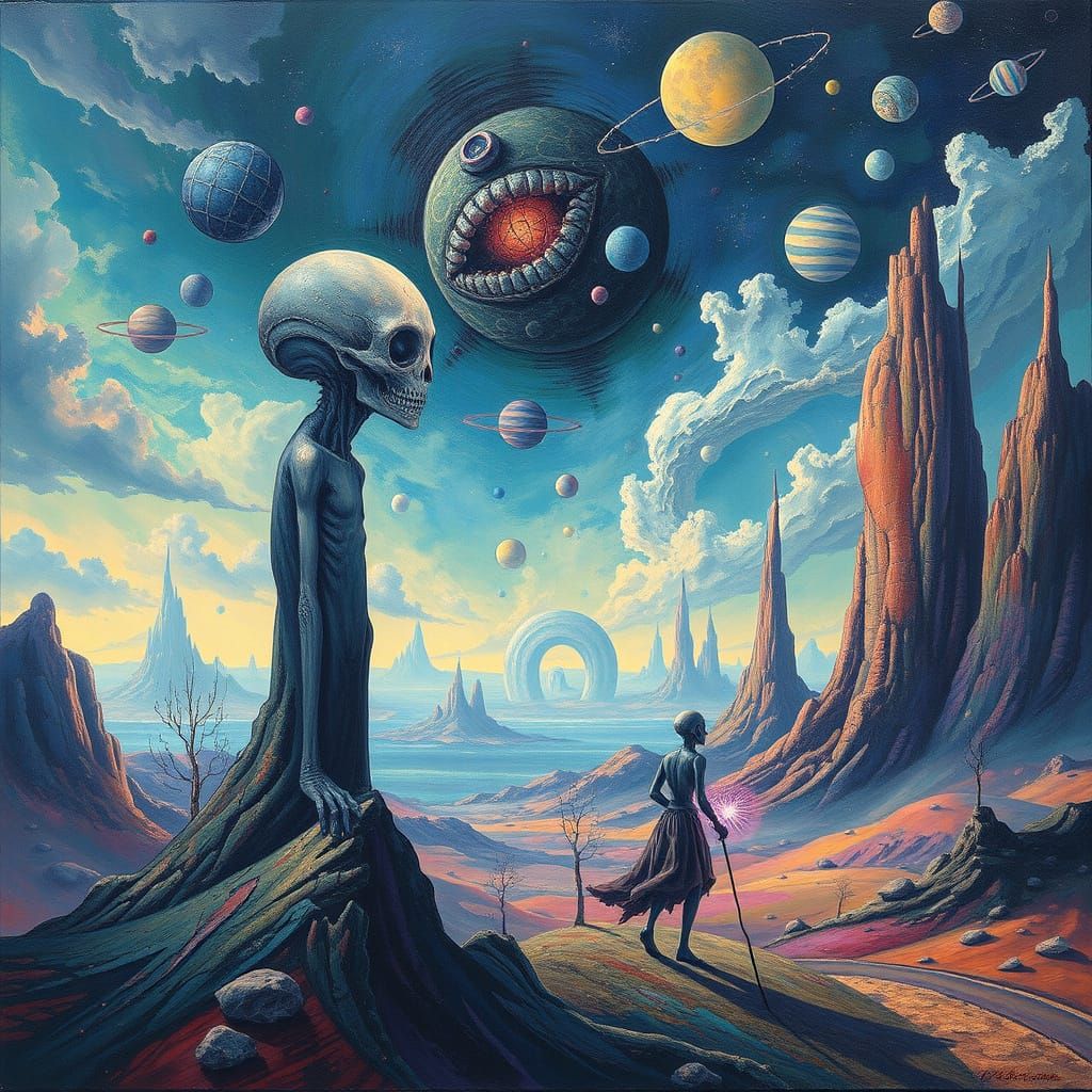 Surreal Alien Dreamscape: Abstract Impressionistic Landscape