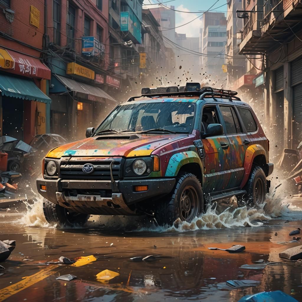 Hyperrealistic Vehicle Survives Impact with Splash Art