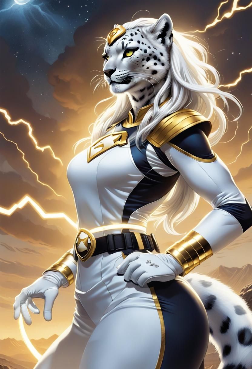 Snow Leopard Superhero in Comic Book Art Style