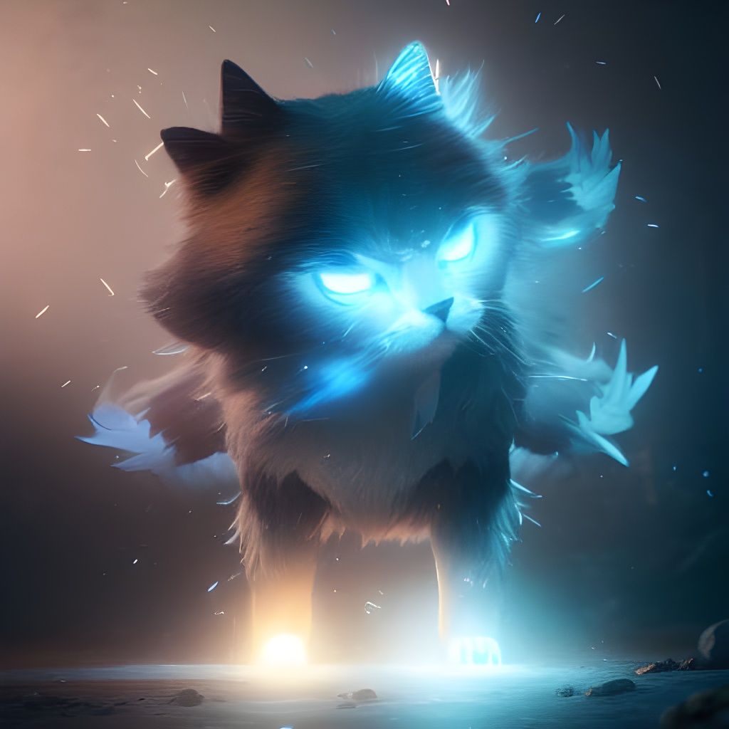 Ultra Instinct Cat: Detailed Dark Fantasy Concept Art