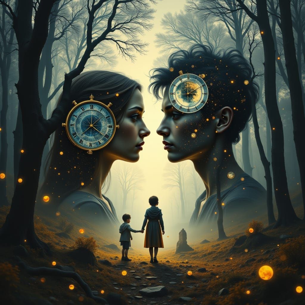 Surreal Forest Encounter: Meeting Your Past and Future