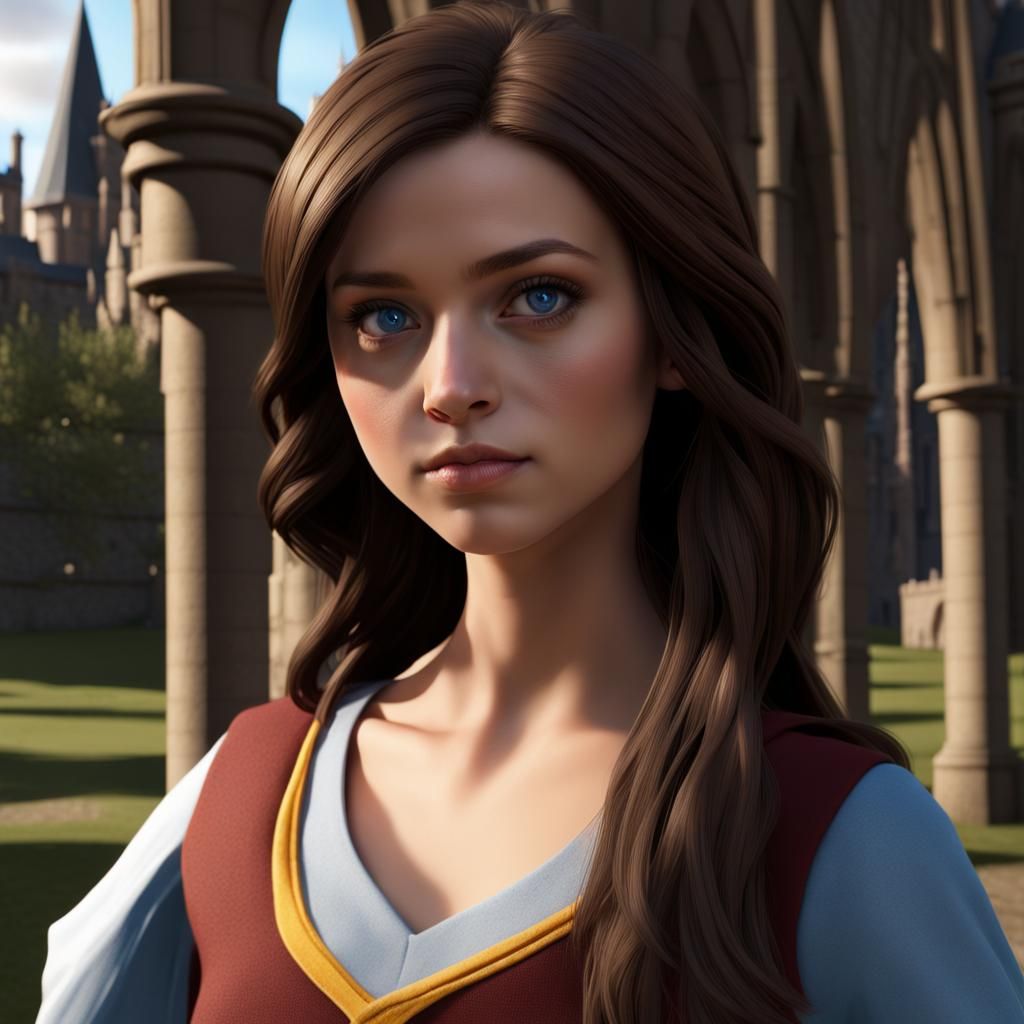 Girl as Gryffindor Student at Hogwarts