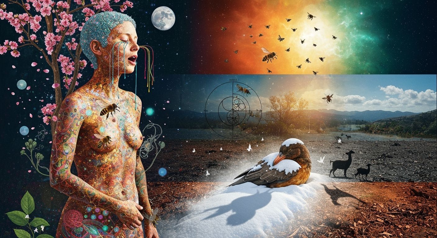 Exile Rebel Sings in Bioluminescent Forest Under Copper Sky