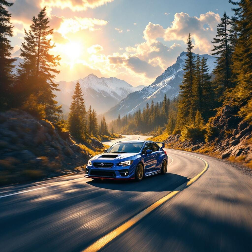 Subaru WRX STI Speeding: Hyper-Realistic Digital Art