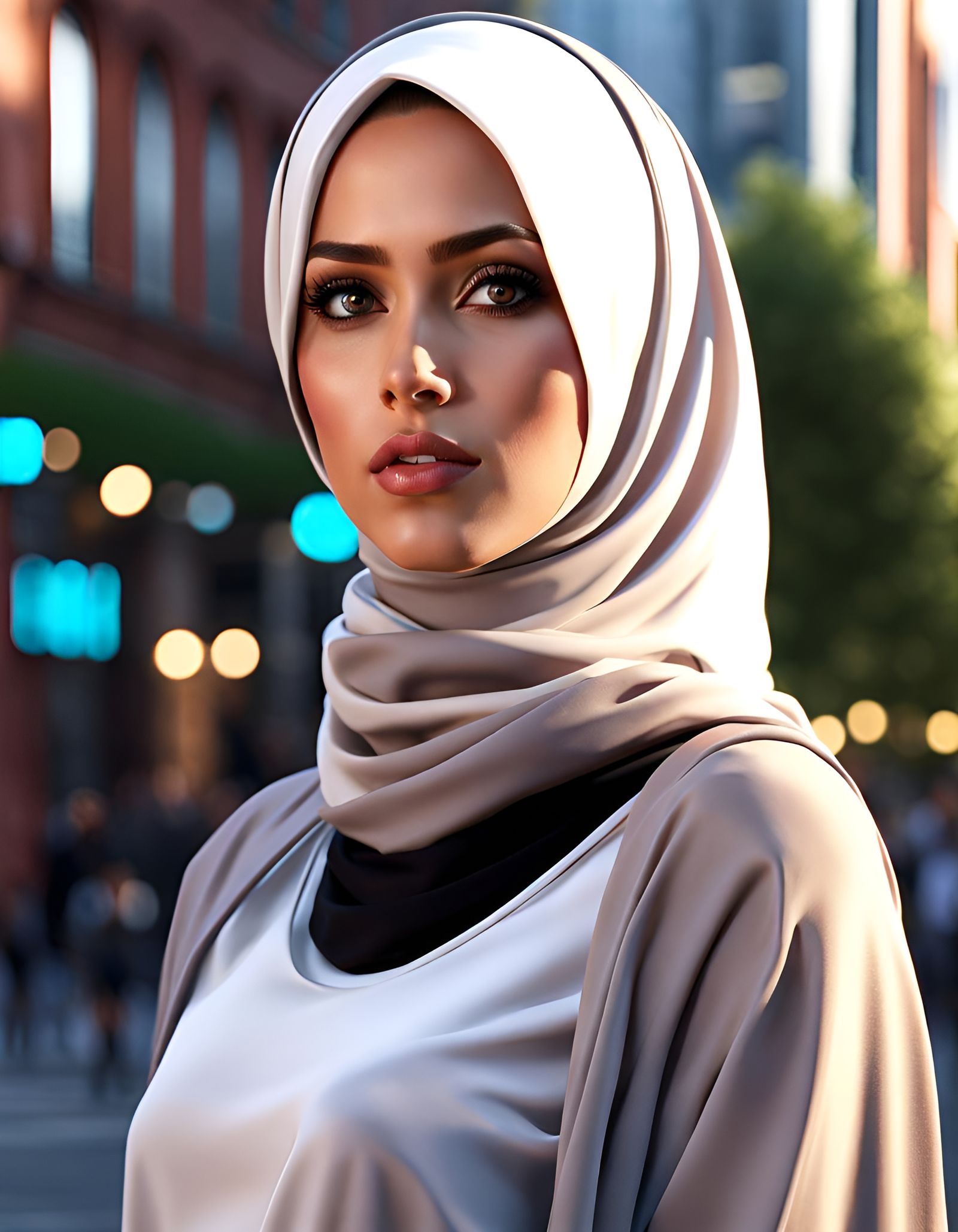 Gorgeous Hijabi Girl in Frankfurt: Digital Art