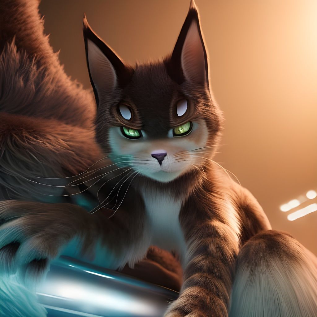 Miniature City on Giant Cat: Hyperdetailed Concept Art