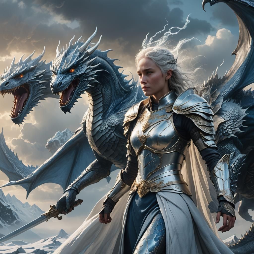 Targaryen Princess on Dragon in Golden Light