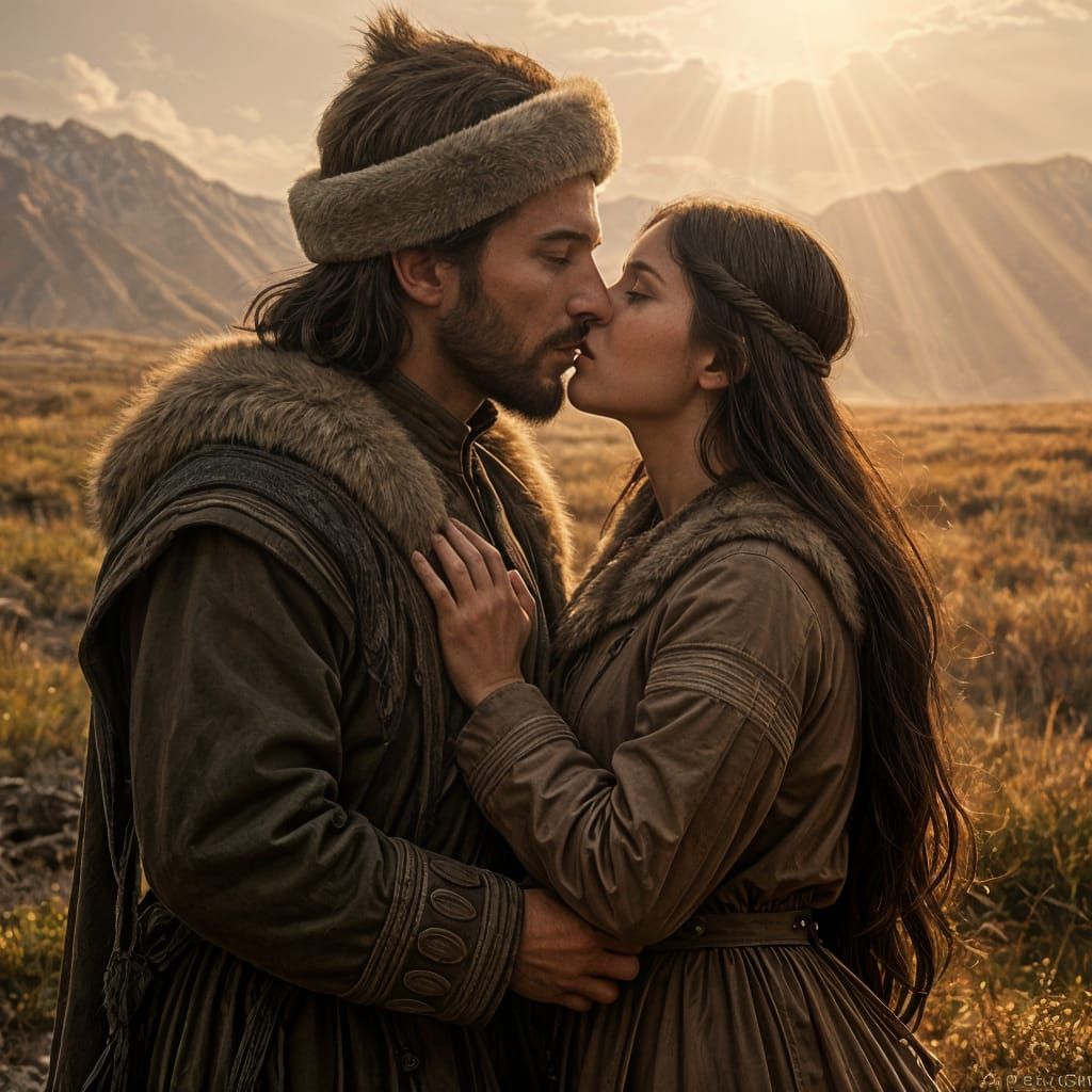 Siberian Prince and Beringian Girl in Tundra