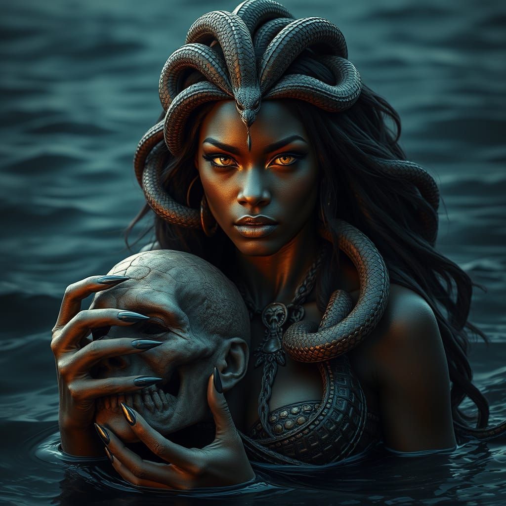 Powerful Siren Portrait in the Deep Ocean