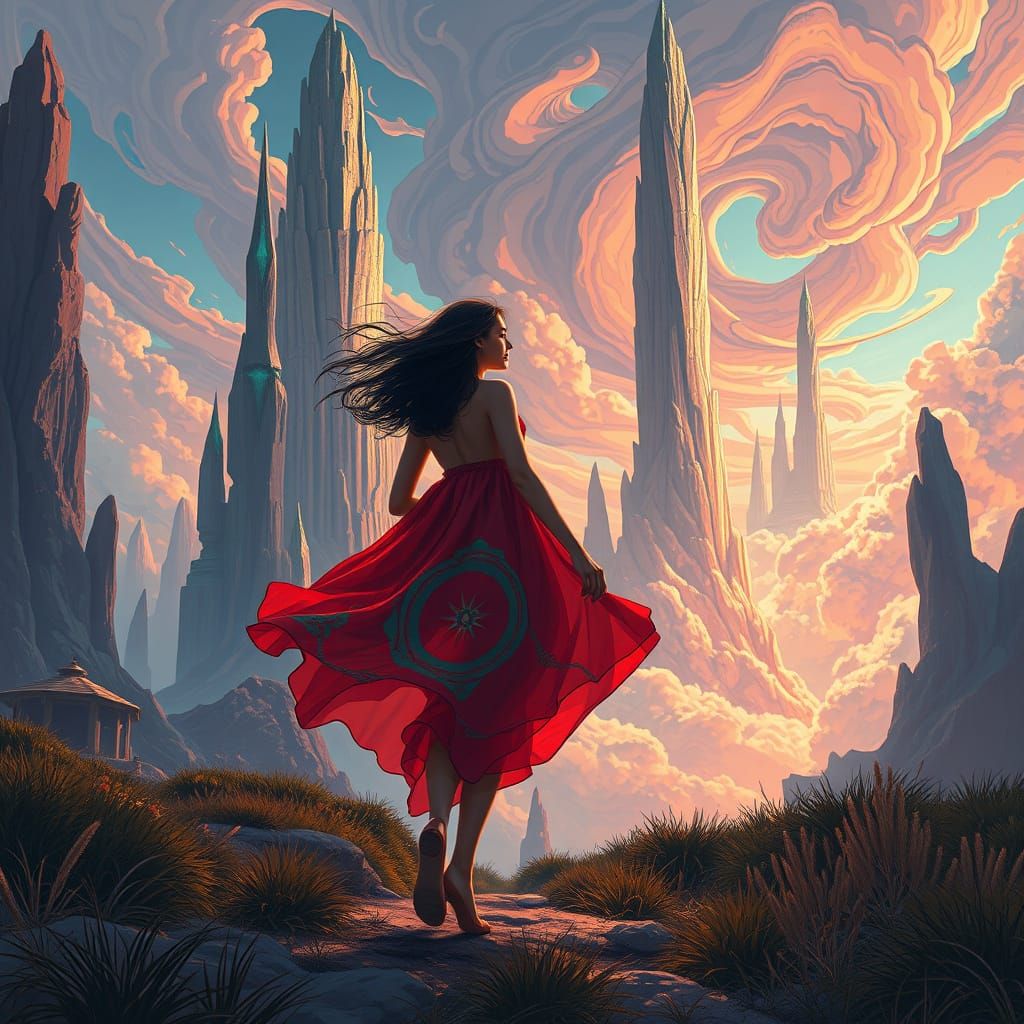 Ethereal Dreamscapes in Vibrant, Cyberpunk Style