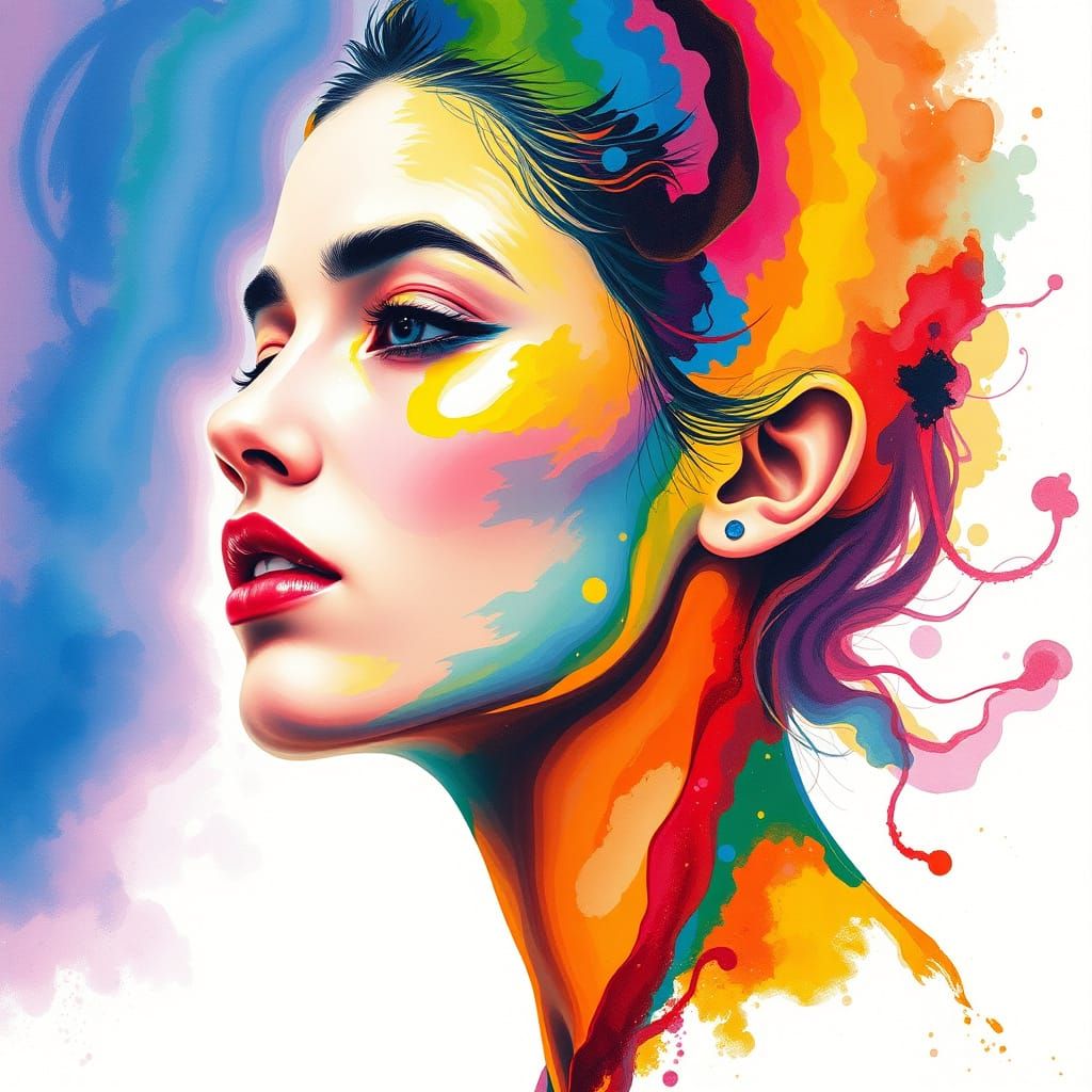 Rainbow Goddess in Dreamy Clouds