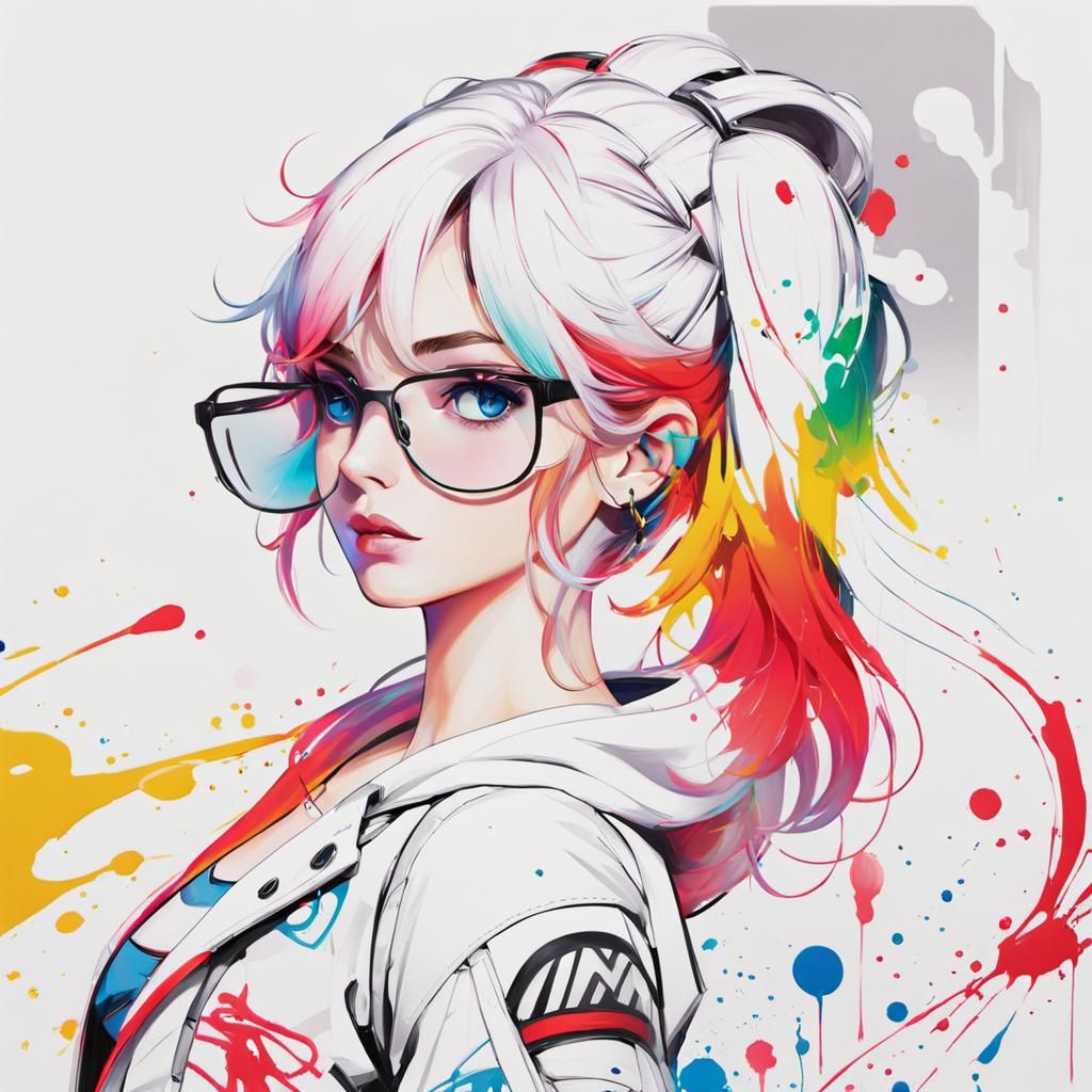 Nintendo Switch Girl in Cyberpunk Anime Style