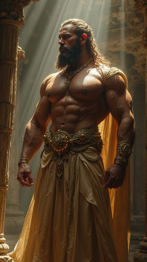 Hypnotic Greek God in Elaborate Latex and Lace Adornments