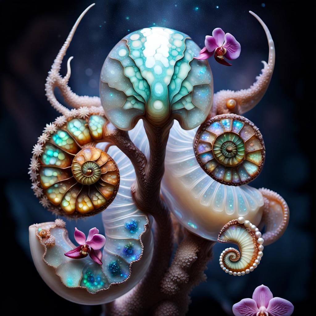 Bioluminescent Crystal Cavern with Mythical Creatures