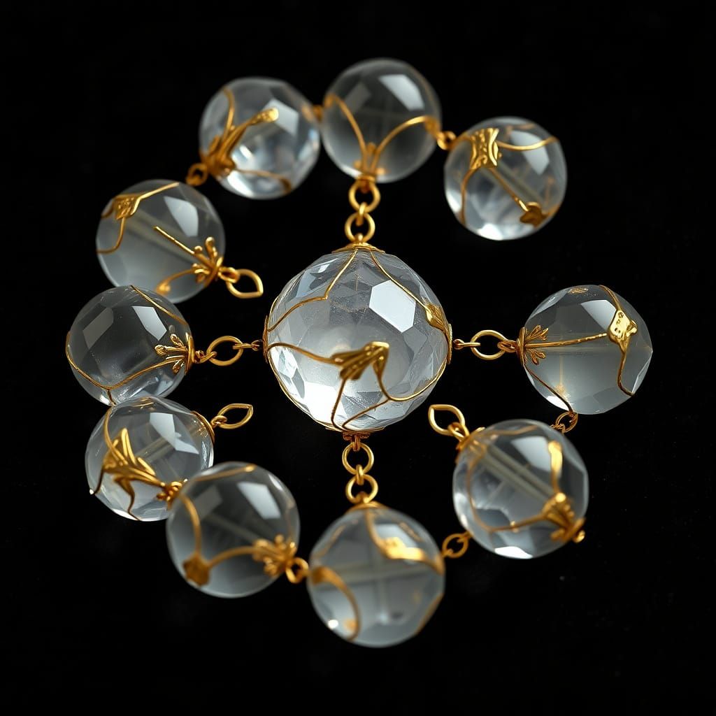 Golden Veined Crystal Beads in Circular Formation