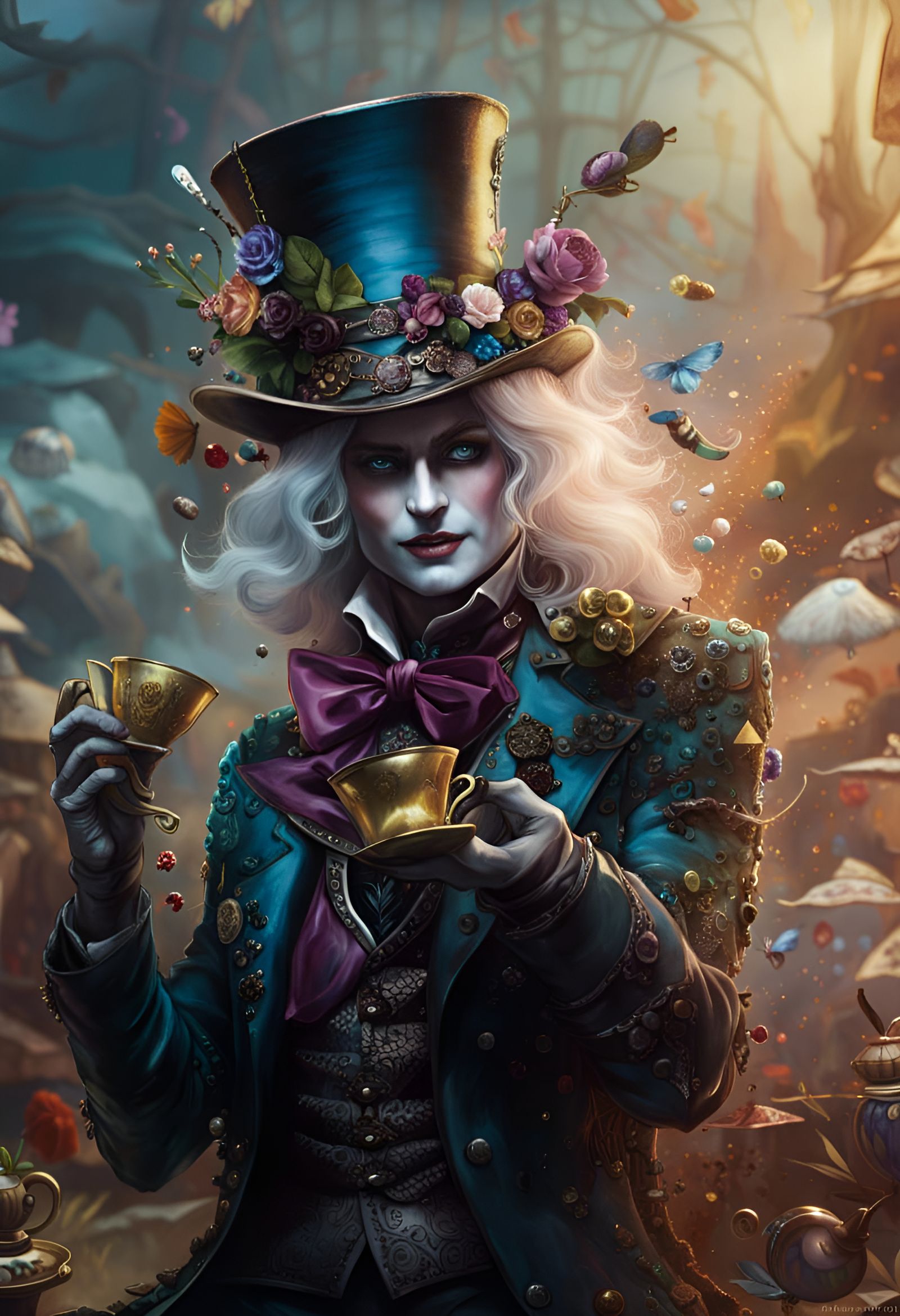 Mad Hatter Disintegrating into Tea Party