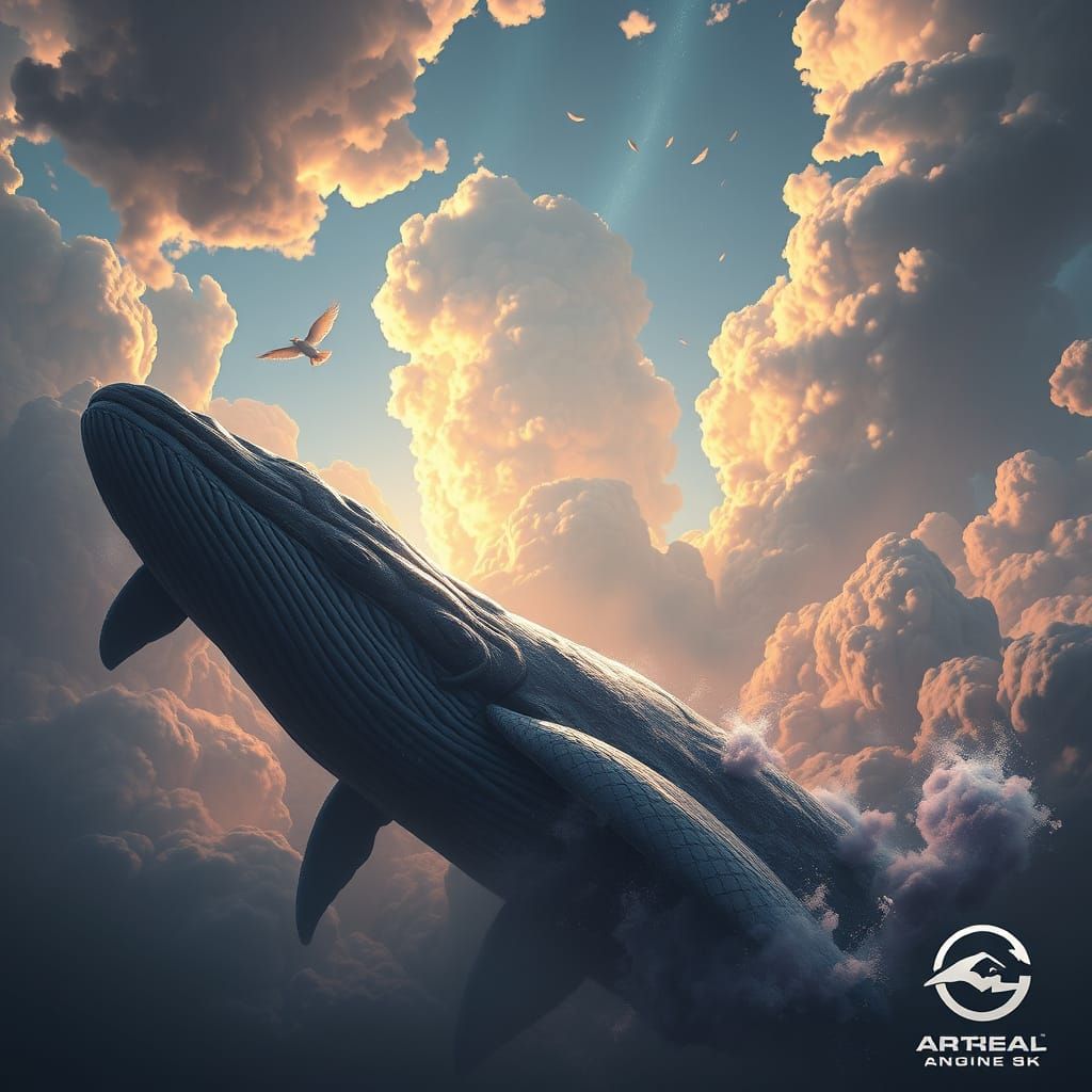 Ethereal Sky Whale in Vibrant Color
