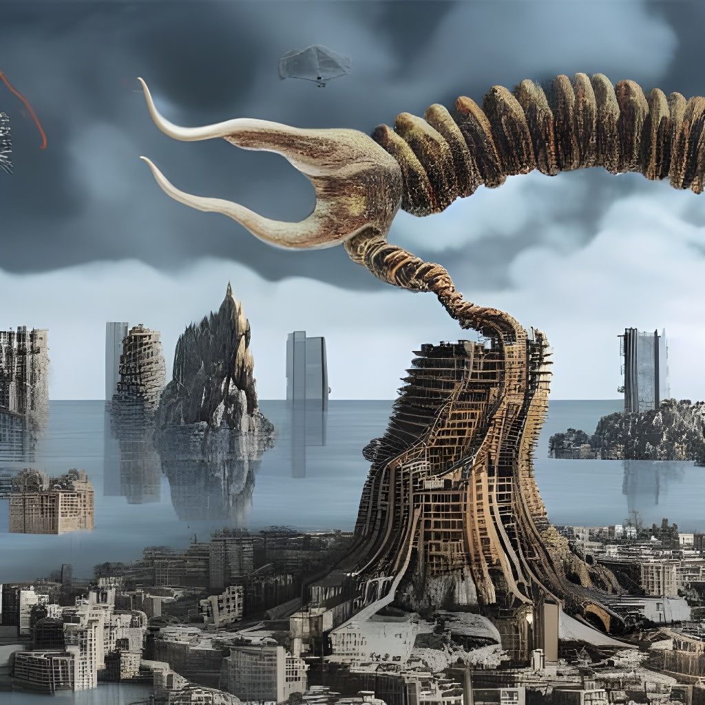 Surreal Metaphor Hovers Over City in Ashes