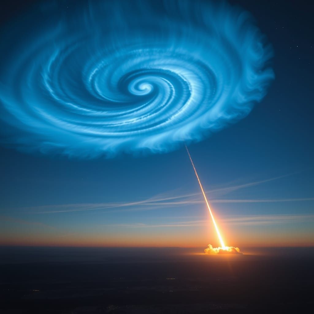 Ethereal Blue Spiral Illuminates European Sky in Futuristic ...