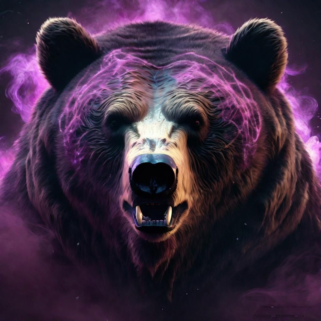 Cursed Obese Grizzly Bear Portrait in Surrealist Style